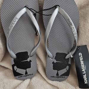 Karl Lagerfeld Gray Flip Flops